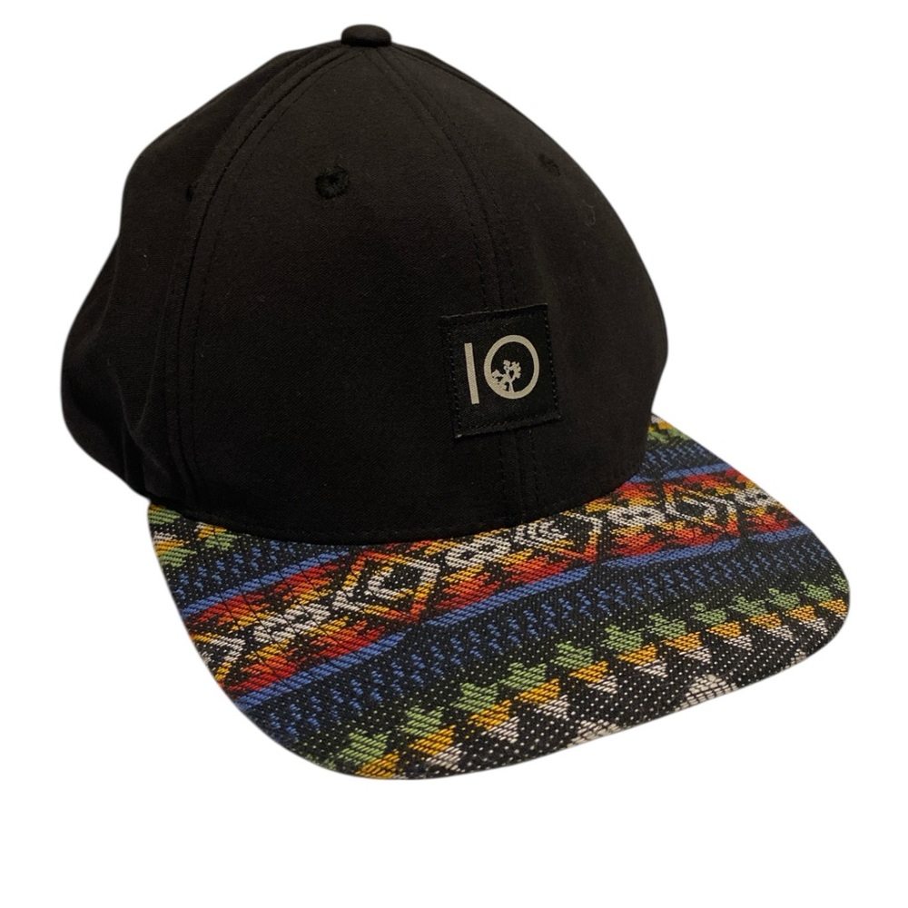 💥 Tentree Snapback Hat Black with Tribal Forest Print Sustainable Streetwear